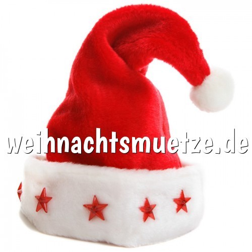 Sets Weihnachtsmütze Nikolaus-Mütze Weihnachtmützen Blinkend LED Sterne Rot 15 
